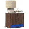 Image de Tables de chevet murales avec lumières LED 2 pcs chêne marron, table de chevet flottante, support de téléphone, table 852088