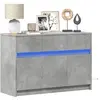 Image de Meuble TV avec LED gris béton 91x34x61 cm bois d ingénierie