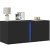 Image de Meuble TV mural avec lumières LED noir 80x31x35 cm, meuble TV suspendu au mur, unité TV flottante, support TV mural, 852258