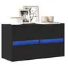 Image de Meuble TV mural avec lumières LED noir 80x31x35 cm, meuble TV suspendu au mur, unité TV flottante, support TV mural, 852286