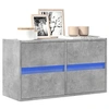 Image de Meuble TV mural avec lumières LED gris béton 80x31x35 cm, meuble TV suspendu au mur, unité TV flottante, support TV 852288