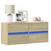 Image de Meuble TV mural avec lumières LED chêne sonoma 100x31x35 cm, meuble TV suspendu au mur, unité TV flottante, support 852294