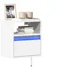 Image de Meubles TV muraux avec lumières LED 2 pcs blanc 41x31x45 cm, meuble TV suspendu au mur, unité TV flottante, support 852314