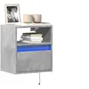 Image de Meubles TV muraux et lumières LED 2 pcs gris béton 41x31x45 cm, meuble TV suspendu au mur, unité TV flottante, 852320