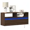 Image de Meuble TV mural avec lumières LED chêne marron 100x31x45 cm