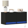 Image de Meuble TV mural avec lumières LED noir 80x31x35 cm, meuble TV suspendu au mur, unité TV flottante, support TV mural, 852356