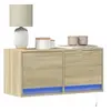 Image de Meuble TV mural avec lumières LED chêne sonoma 80x31x35 cm, meuble TV suspendu au mur, unité TV flottante, support TV 852357
