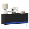 Image de Meuble TV mural avec lumières LED noir 100x31x35 cm, meuble TV suspendu au mur, unité TV flottante, support TV mural, 852363