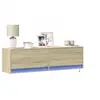 Image de Meuble TV mural avec lumières LED chêne sonoma 140x31x38 cm, meuble TV suspendu au mur, unité TV flottante, support 852371