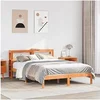 Image de Bedframe met hoofdbord massief grenenhout wasbruin 120x190 cm3305734