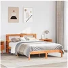 Image de Bedframe met hoofdbord massief grenenhout wasbruin 120x200 cm3305739