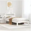 Image de Cadre de lit avec tête de lit blanc 75x190cm bois de pin massif, lit, mobilier de chambre, lit en bois, lit simple, 3306032