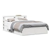 Image de Cadre de lit et tête de lit blanc 140x190 cm bois de pin massif, meuble de chambre à coucher, sommier, lit en bois, 3306355