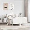 Image de Cadre de lit sans matelas blanc 135x190 cm bois de pin massif 3306976