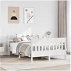 Image de Cadre de lit sans matelas blanc 135x190 cm bois de pin massif 3307021
