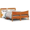 Image de Bedframe met hoofdbord massief grenenhout wasbruin 150x200 cm3307043