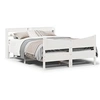 Image de Cadre de lit et tête de lit blanc 140x190 cm bois de pin massif, sommier, cadre de lit double, cadre de lit en bois 3307057