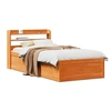 Image de Cadre de lit avec tête de lit cire marron 75x190 cm bois de pin, meuble de chambre à coucher, sommier, lit en bois, 3307109