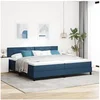 Image de Lit à Ressorts avec Matelas Bleu 200x200 cm Tissu 3338796