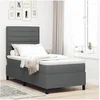 Image de Lit avec sommier gris foncé 100x200 cm tissu 3339288