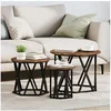 Image de Tables d appoint 3 pcs Chêne fumé en bois reconstitué