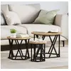 Image de Tables d appoint empilables 3 pcs en bois d ingénierie chêne artisan
