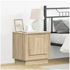 Image de Table de chevet avec lumières LED Chêne Sonoma 44x34,5x45 cm