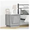 Image de Table de chevet avec lumières LED Gris Sonoma 44x34,5x45 cm