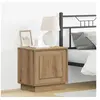 Image de Table de chevet avec lumières LED chêne artisan 44x34,5x45 cm