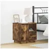 Image de Tables de chevet avec lumières LED 2 pcs Chêne fumé 50x34,5x50 cm