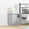 Image de Table de chevet avec LED Gris Sonoma 50x34,5x50 cm