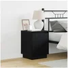 Image de Tables de chevet avec lumières LED 2 pcs Noir 39x34,5x50 cm