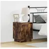Image de Armoires de chevet avec lumières LED 2 pcs Chêne fumé 39x34,5x50 cm