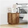 Image de Tables de chevet avec lumières LED 2 pcs Bois ancien 39x34,5x50 cm