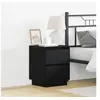 Image de Tables de chevet avec lumières LED 2 pcs Noir 39x34.5x50 cm