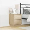 Image de Armoires de chevet avec lumières LED 2 pcs chêne Sonoma 39x34,5x50 cm
