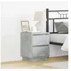 Image de Tables de chevet avec lumières LED 2 pcs Gris béton 39x34,5x50 cm