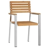 Image de Lot de 4 chaise en teck empilable non pliable exterieur marron