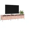 Image de Meuble TV rose 202x39x43,5 cm acier laminé à froid, banc TV, meuble métallique, meuble multimédia, buffet TV, meuble 3307150