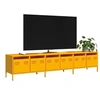 Image de Meuble TV jaune moutarde 202x39x43,5 cm acier laminé à froid, banc TV, meuble métallique, meuble multimédia, buffet 3307152
