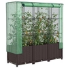Image de Jardinière surélevée avec housse aspect rotin 120x40x138 cm