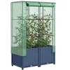 Image de Jardinière surélevée avec housse aspect rotin 80x40x138 cm