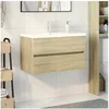 Image de Ensemble de meubles de bain 2pcs céramique et bois d ingénierie