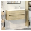 Image de Ensemble de meubles de bain 2pcs céramique et bois d ingénierie