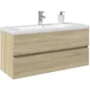 Image de Ensemble de meubles de bain 2pcs céramique et bois d ingénierie
