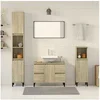Image de Ensemble de meubles de salle de bain 3 pcs chêne sonoma, armoire de salle de bain, placard de salle de bain, meuble 3307672