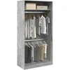 Image de Garde-robe Gris béton 100x50x200 cm Aggloméré, armoire de rangement, organisateur de garde-robe, armoire, placard, 3307804