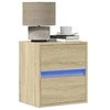 Image de Table de chevet murale avec lumières LED chêne sonoma