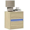 Image de Tables de chevet murales avec lumières LED 2 pcs chêne sonoma, table de chevet flottante, support de téléphone, 3307966