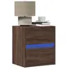 Image de Table de chevet murale avec lumières LED chêne marron